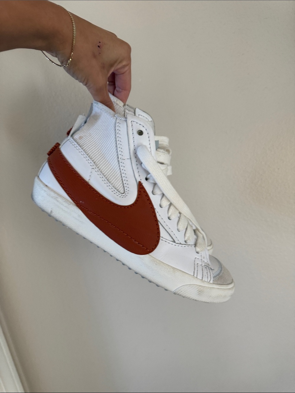 Nike  White High-Top Sneakers with Swoosh